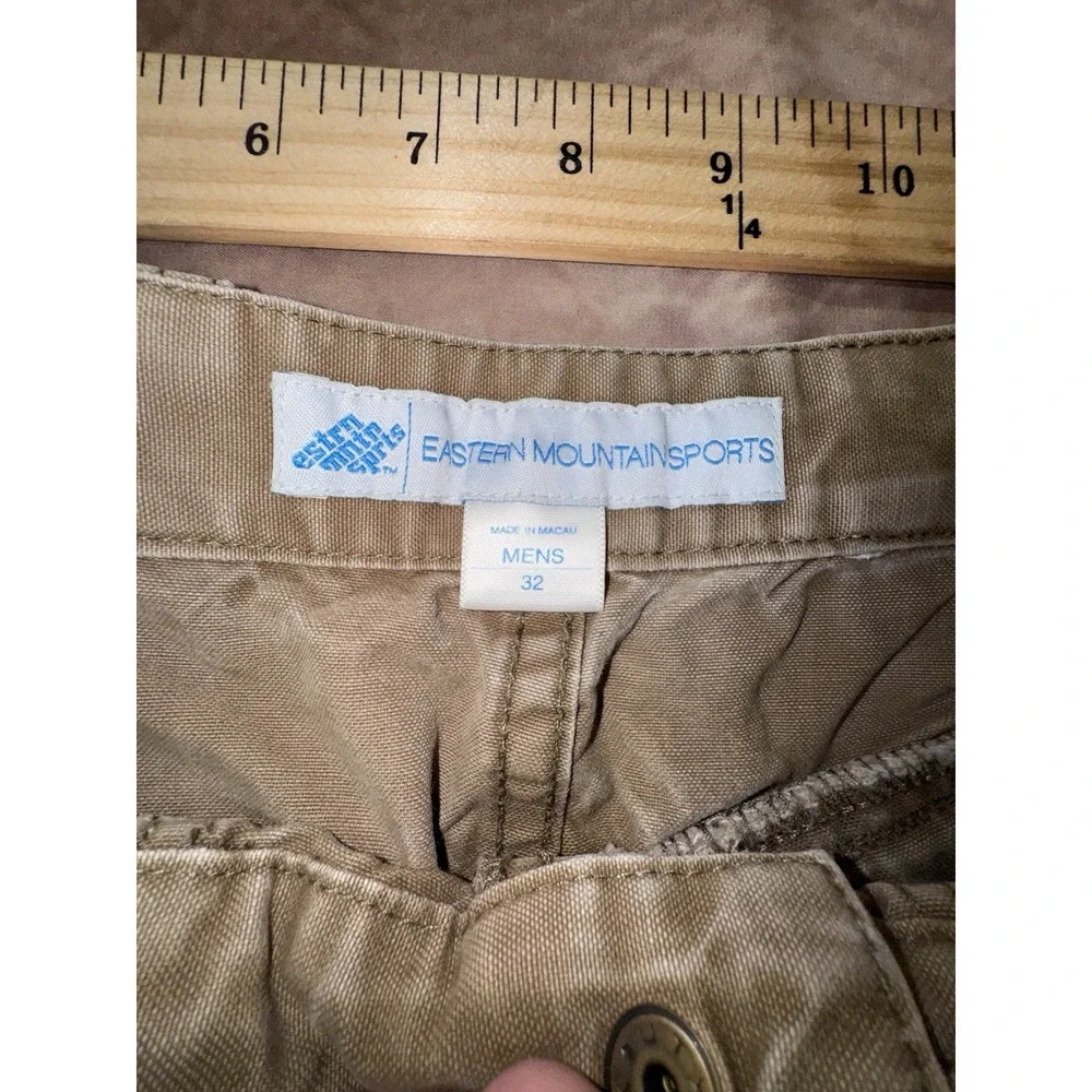 90s Eastern Mountain Sports Mens 31 X 30 Hiking Pants Brown Canvas Belted Cargo